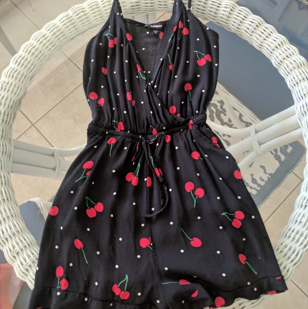 Express Cherry polka dot romper